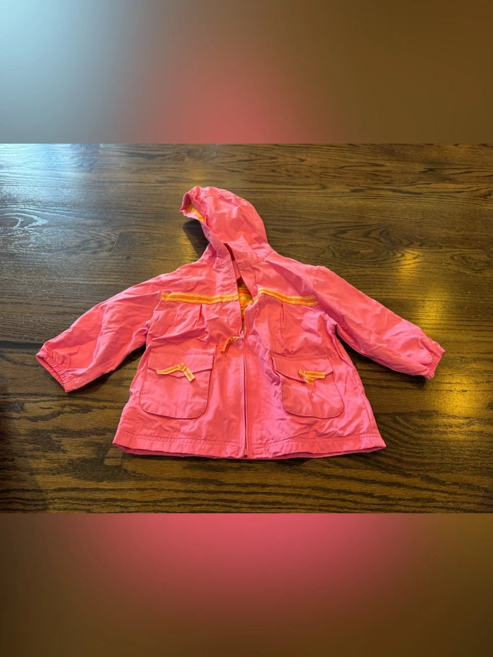 Carter's Pink Hooded Kids Jacket with Yellow Trim